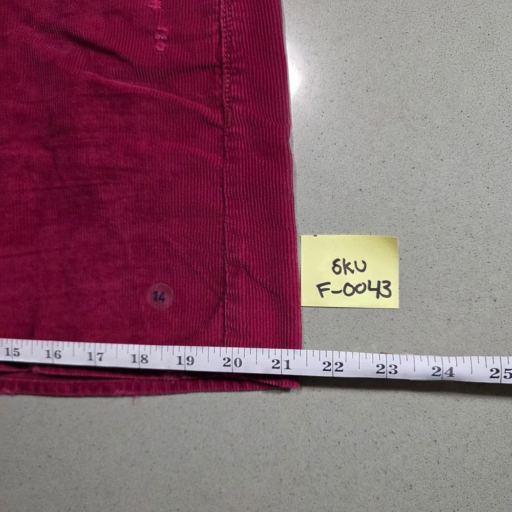 American Eagle Magenta Pink Corduroy Distressed Mini Skirt Size 14